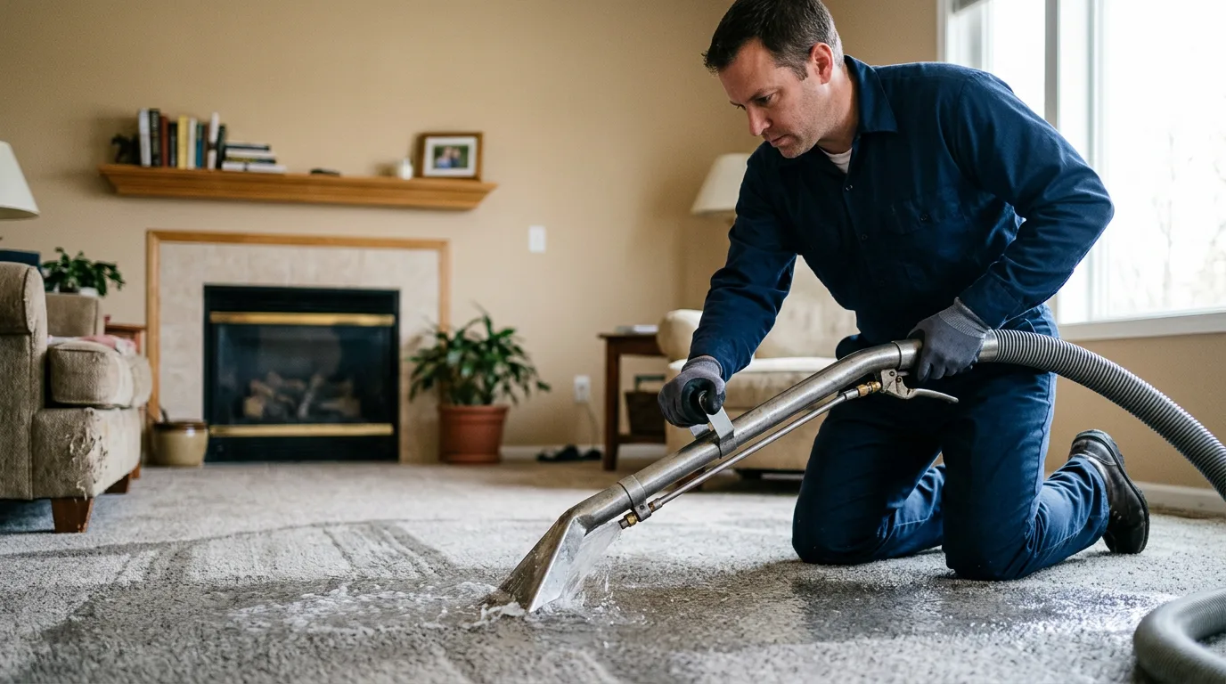 Water damage restoration technician working near Jasper, AR